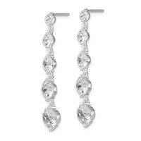 Sterling Silver Rhodium-plated Clear CZ Journey Dangle Post Earrings view 2