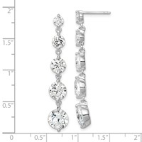 Sterling Silver Rhodium-plated Clear CZ Journey Dangle Post Earrings view 4