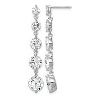 Sterling Silver Rhodium-plated Clear CZ Journey Dangle Post Earrings view 1