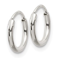Sterling Silver 1.3mm Hoop Earrings view 2