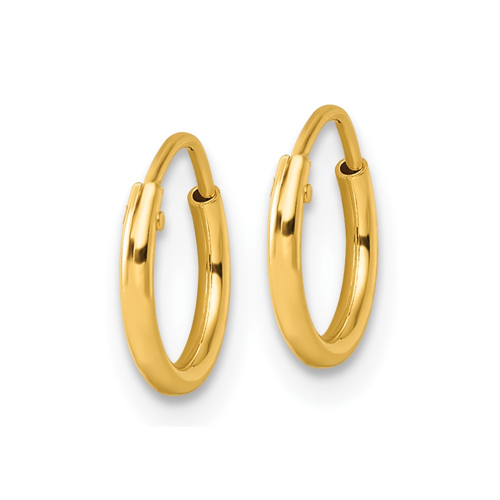 Sterling Silver Gold-tone 1.3mm Polished Endless Hoop Earrings (QE4345GP)