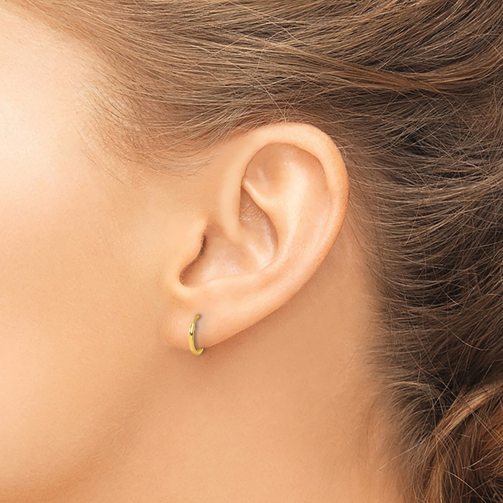Sterling Silver Gold-tone 1.3mm Polished Endless Hoop Earrings (QE4345GP)