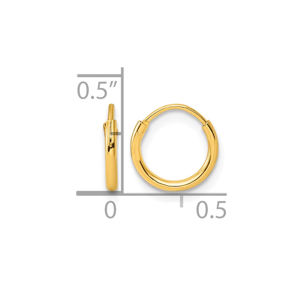 Sterling Silver Gold-tone 1.3mm Polished Endless Hoop Earrings (QE4345GP)