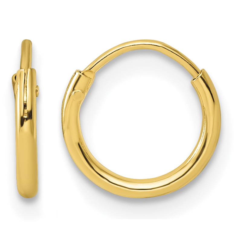 Sterling Silver Gold-tone 1.3mm Polished Endless Hoop Earrings (QE4345GP)