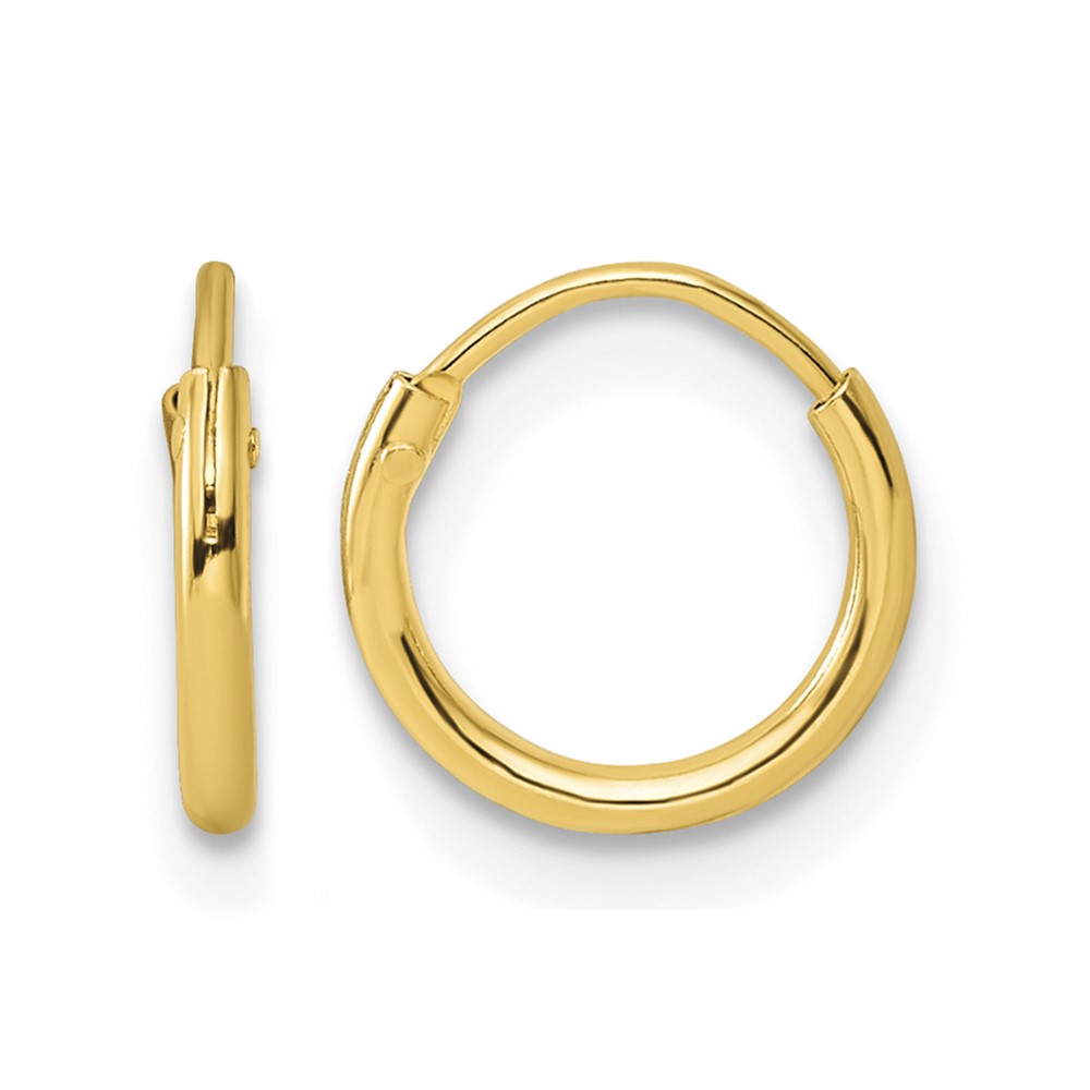 Sterling Silver Gold-tone 1.3mm Polished Endless Hoop Earrings (QE4345GP)