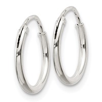 Sterling Silver 1.3mm Hoop Earrings view 2