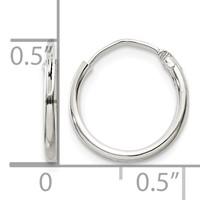 Sterling Silver 1.3mm Hoop Earrings view 4