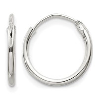 Sterling Silver 1.3mm Hoop Earrings view 1