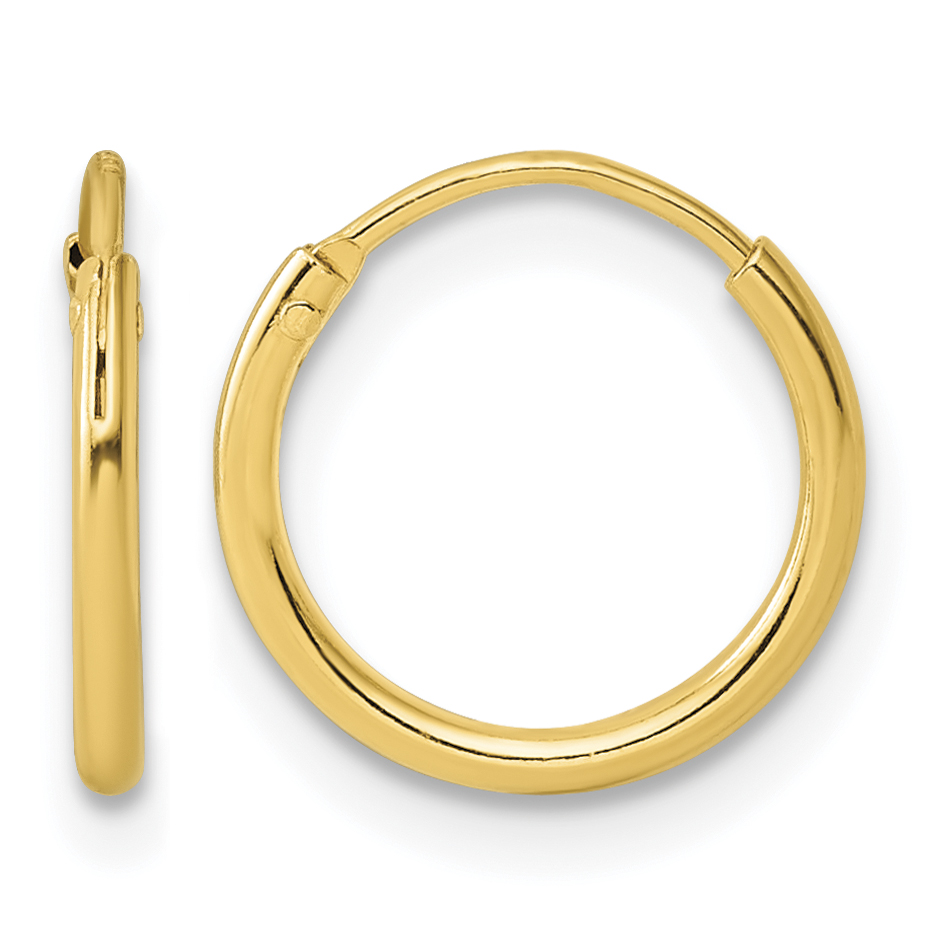 Sterling Silver Gold-tone 1.3mm Polished Endless Hoop Earrings (QE4346GP)