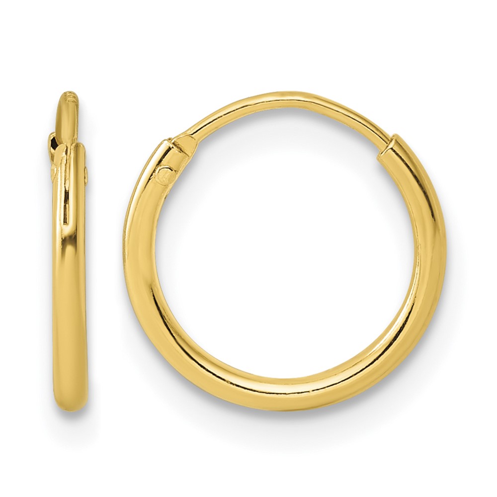 Sterling Silver Gold-tone 1.3mm Polished Endless Hoop Earrings (QE4346GP)