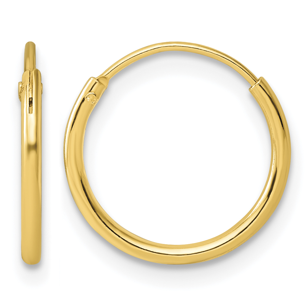 Sterling Silver Gold-tone 1.3mm Polished Endless Hoop Earrings (QE4347GP)