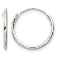 Sterling Silver 1.3mm Hoop Earrings view 1