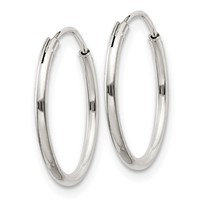 Sterling Silver 1.3mm Hoop Earrings view 2