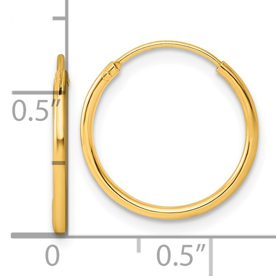Sterling Silver 1.3mm Gold-plated Endless Hoop Earrings