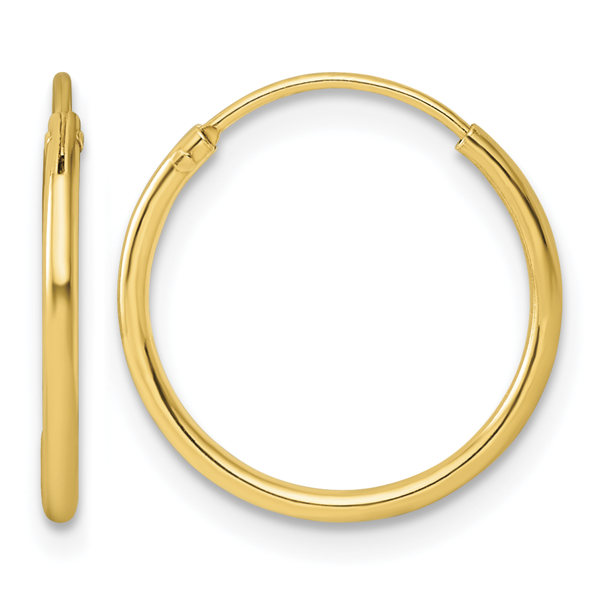 Sterling Silver Gold-tone 1.3mm Polished Endless Hoop Earrings (QE4349GP)