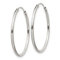 Sterling Silver 1.3mm Hoop Earrings view 2