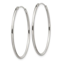 Sterling Silver 1.3mm Hoop Earrings view 2