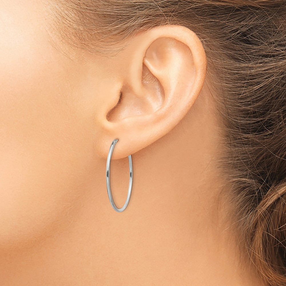 Sterling Silver 1.3mm Hoop Earrings (QE4356)