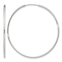 Sterling Silver 1.3mm Hoop Earrings view 1