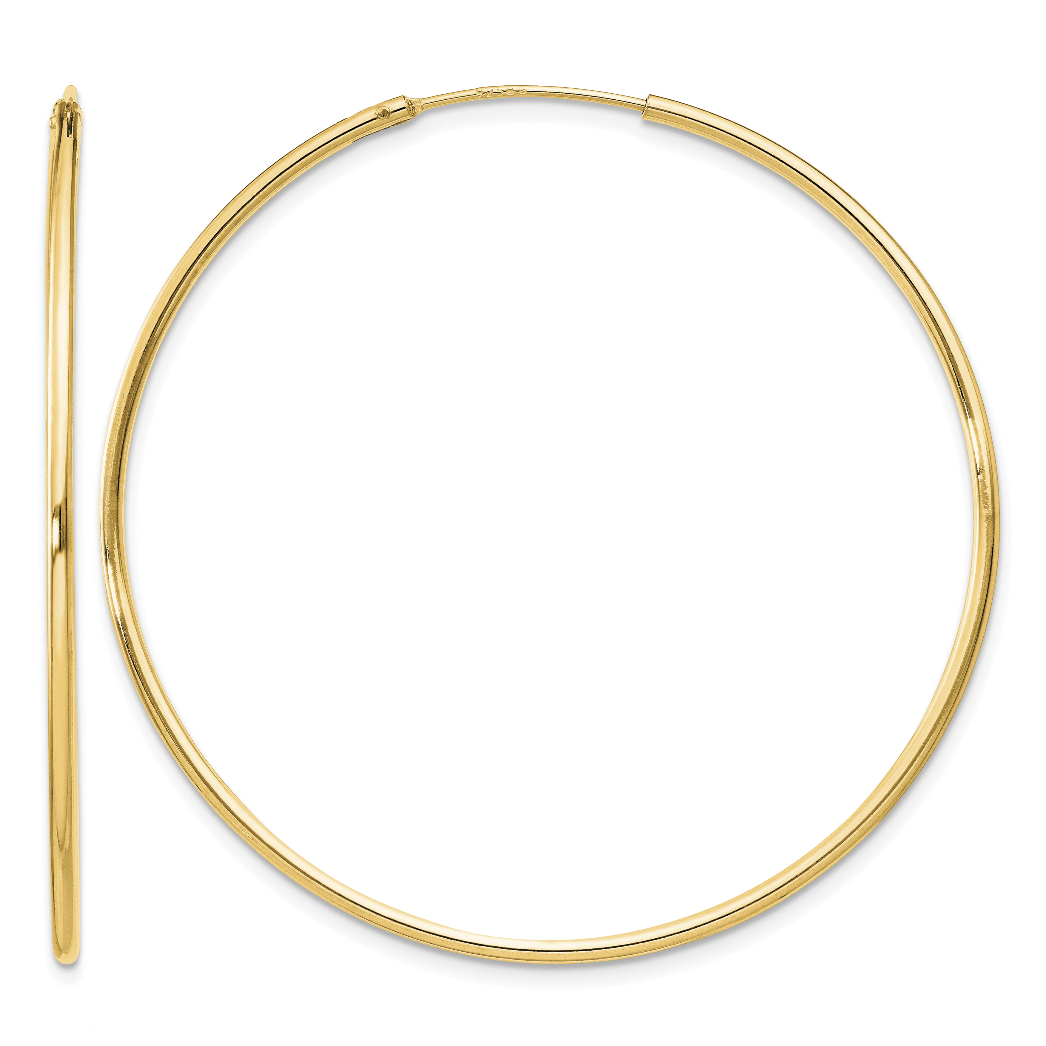 Sterling Silver Flash Gold-plated 1.3mm Endless Hoop Earrings (QE4359GP)