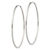 Sterling Silver 1.3mm Hoop Earrings view 2