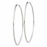 Sterling Silver 1.3mm Hoop Earrings view 2