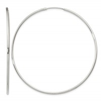 Sterling Silver 1.3mm Hoop Earrings view 1