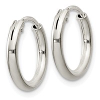 Sterling Silver 2mm Hoop Earrings view 2