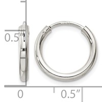 Sterling Silver 2mm Hoop Earrings view 4
