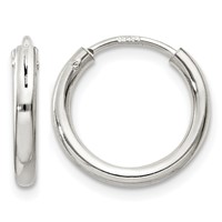 Sterling Silver 2mm Hoop Earrings view 1