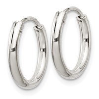 Sterling Silver 2mm Hoop Earrings view 2