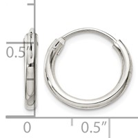 Sterling Silver 2mm Hoop Earrings view 4