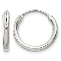Sterling Silver 2mm Hoop Earrings view 1
