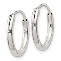 Sterling Silver 2mm Hoop Earrings view 2
