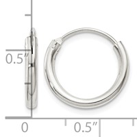 Sterling Silver 2mm Hoop Earrings view 4