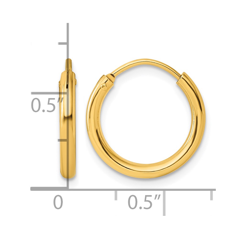 Sterling Silver Flash Gold-plated 2mm Hoop Earrings (QE4365GP)
