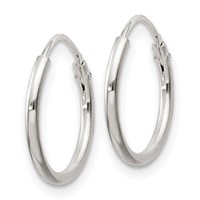 Sterling Silver 2mm Hoop Earrings view 2