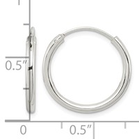 Sterling Silver 2mm Hoop Earrings view 4
