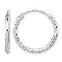 Sterling Silver 2mm Hoop Earrings view 1