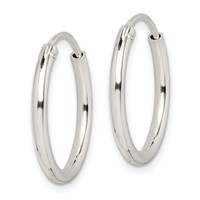 Sterling Silver 2mm Hoop Earrings view 2