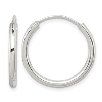 Sterling Silver 2mm Hoop Earrings view 1