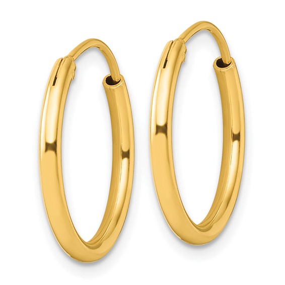 Sterling Silver 2.0mm Gold-plated Endless Hoop Earrings
