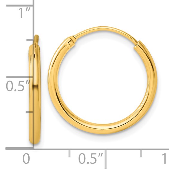 Sterling Silver 2.0mm Gold-plated Endless Hoop Earrings