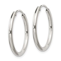 Sterling Silver 2mm Hoop Earrings view 2