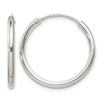 Sterling Silver 2mm Hoop Earrings view 1
