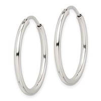 Sterling Silver 2mm Hoop Earrings view 2