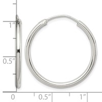 Sterling Silver 2mm Hoop Earrings view 4