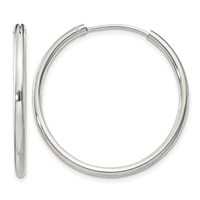 Sterling Silver 2mm Hoop Earrings view 1
