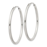 Sterling Silver 2mm Hoop Earrings view 2