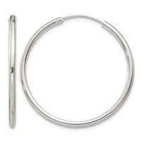Sterling Silver 2mm Hoop Earrings view 1